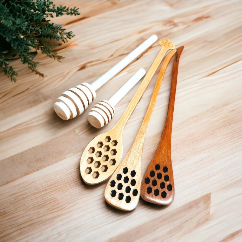 Pastlla 5pcs Wooden Honey Dipper Stick 7 Inch Coffee Stirring - View #11