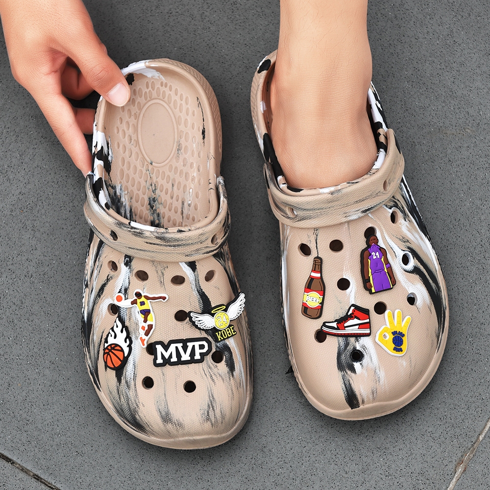 New Summer Classic Wooden Sole Sandals Unisex graphic tie dye slippers