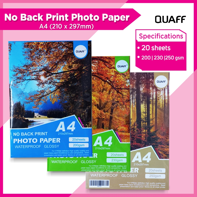 QUAFF Photo Paper Tree Type No Back Print 200GSM // 230GSM A4 size