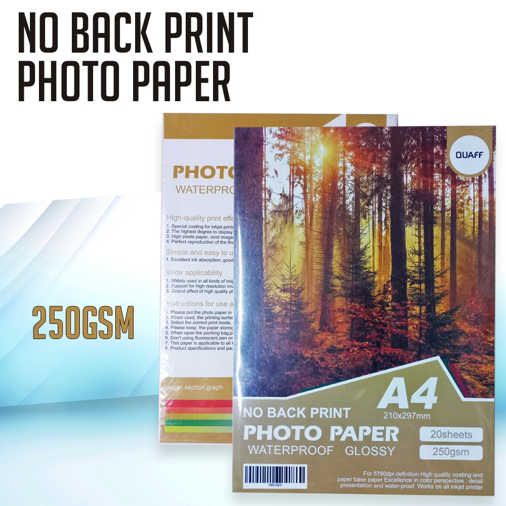 QUAFF No Back Print Photo Paper Glossy / Inkjet Photo Paper A4 200GSM