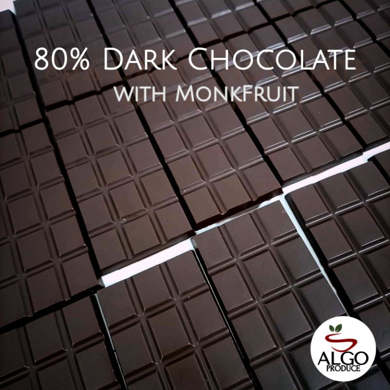 80% Dark Chocolate Bar w Monkfruit Sugarfree Vegan Keto Diabetic 1 Bar