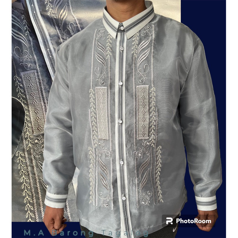 Gray Barong for men Full Open Barong (cream ,black) | Shopee Philippines