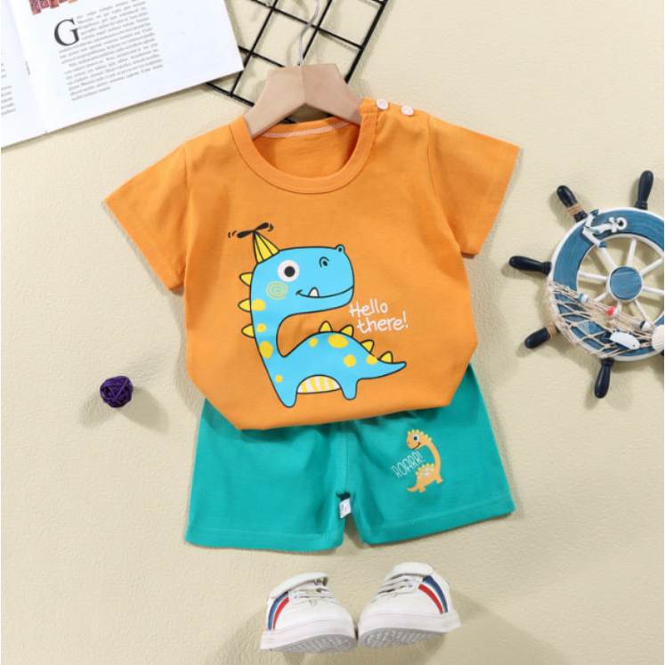 Baby & Kids Short Sleeved Shorts Set Cotton Fabric Summer Outfit Indoor