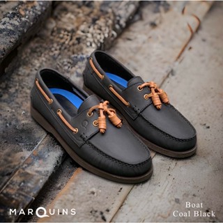 Marquins Genuine Leather Boat Shoes for MEN - Coal Black (30 colors ...