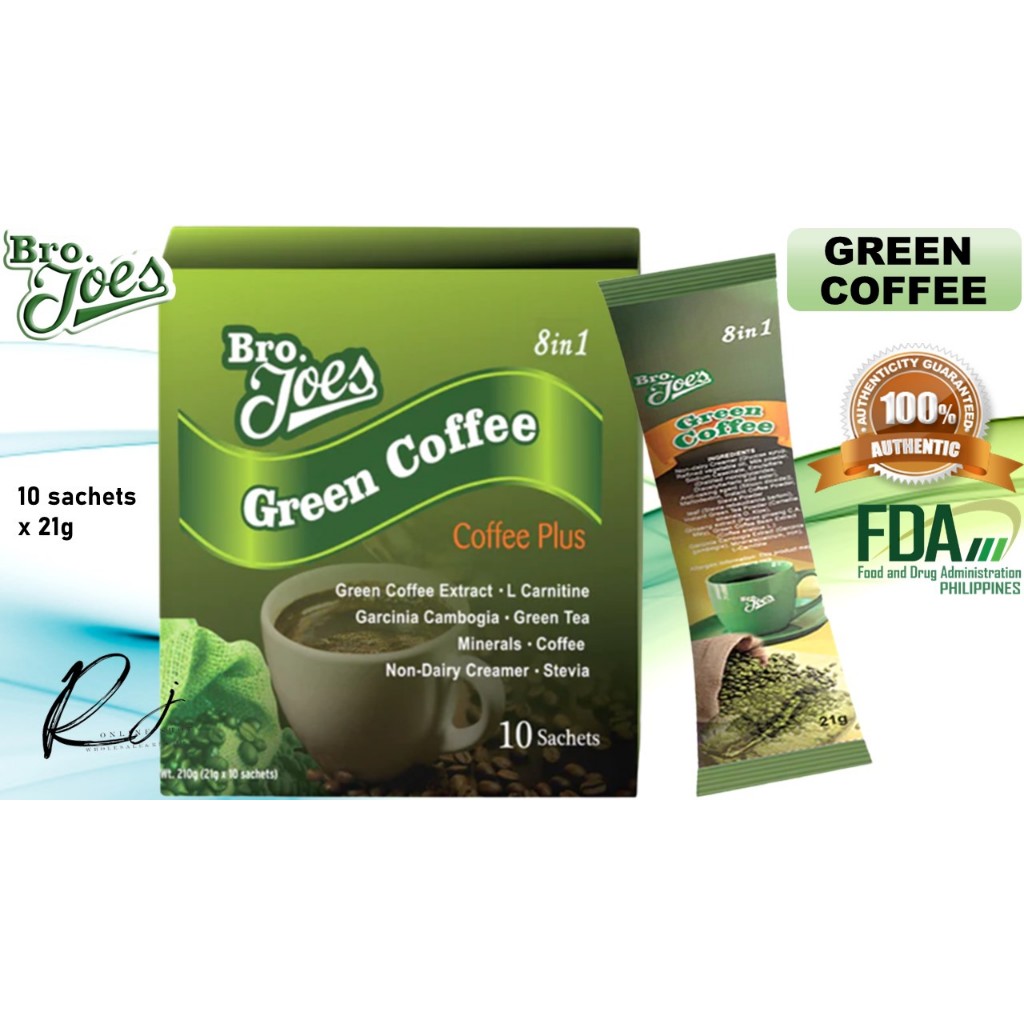 GREEN COFFEE Plus [Bro. Joe's 8 in 1] 10 Sachets x 21g/ SLIMMING COFFEE