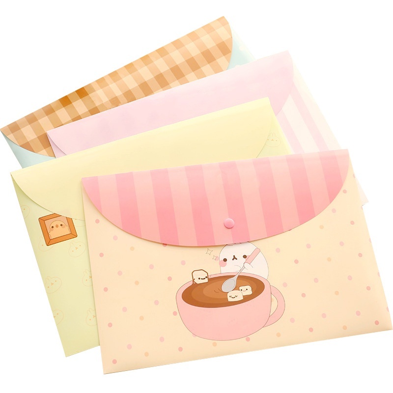 Cute PVC Waterproof Floral A4 File Envelope Cartoon File Bag Office ...