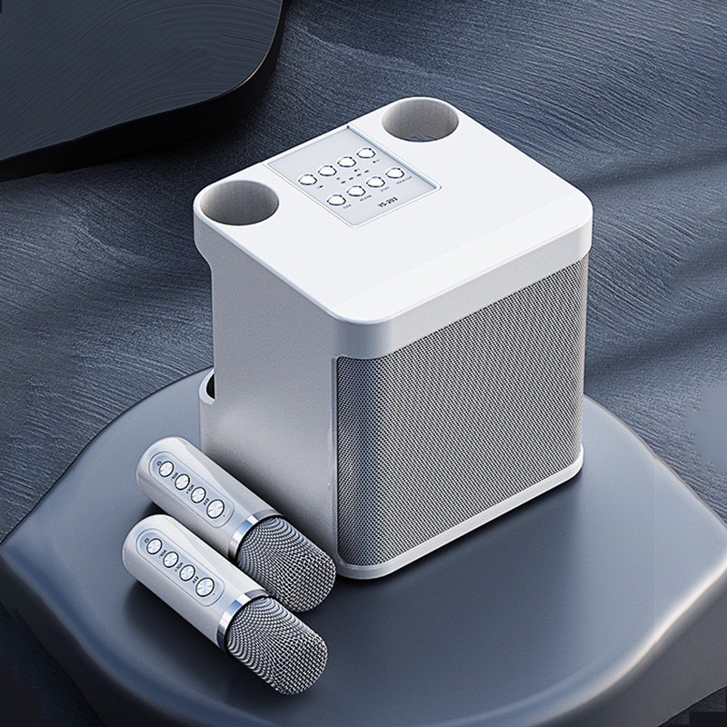 YS-203 BLUETOOTH SPEAKER WITH 2 WIRELESS MICROPHONE PORTABLE STEREO ...