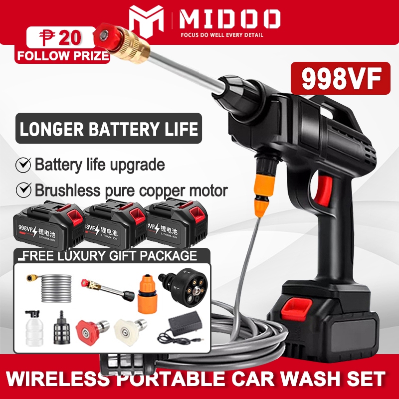 MIDOO Wireless Car Wash Pressure Washer Gun Portable 998VF Lithium
