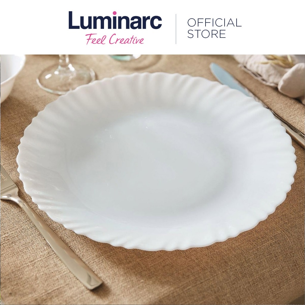 Luminarc Feston 6pcs Large White Dinner Plates Set Opal Tempered Glass Dinnerware Shopee 3578