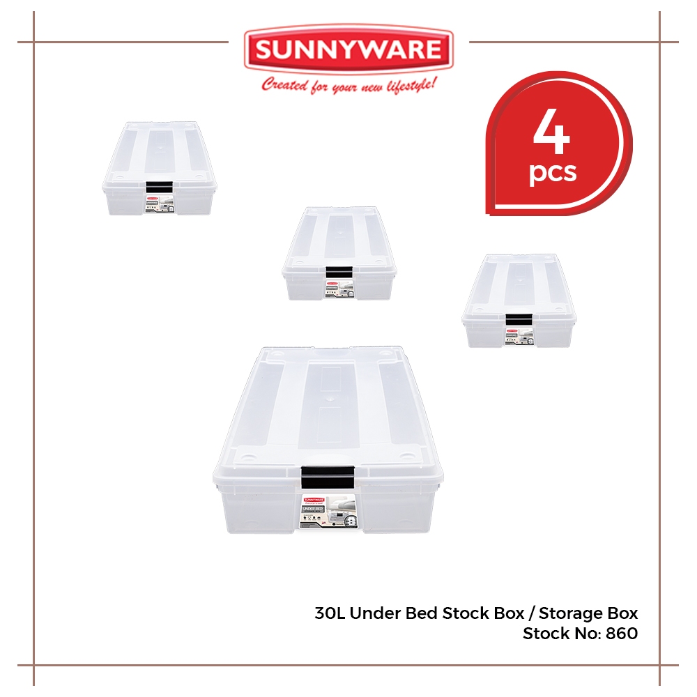 4pcs 30L Under Bed Stock Box / Storage Box [Sunnyware 860 ...
