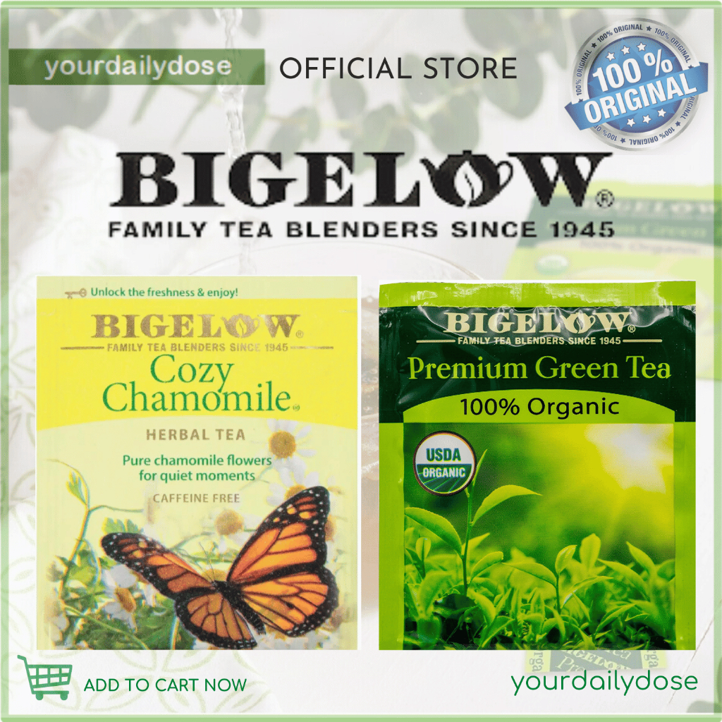 On hand Bigelow Tea Cozy Chamomile Herbal Tea Premium Green Tea