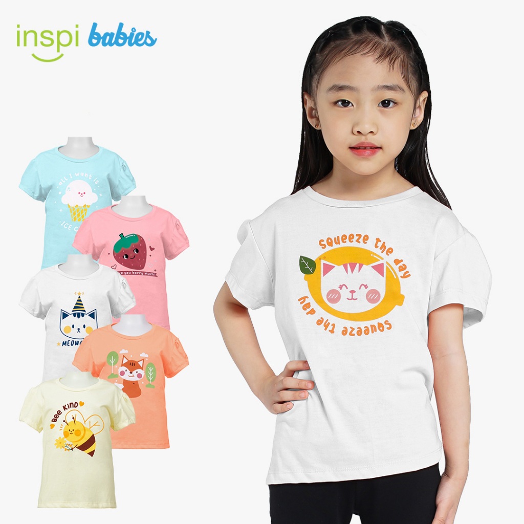 INSPI Babies Girls Shirt Fashionable Printed Tshirt Trendy Tops T shirt