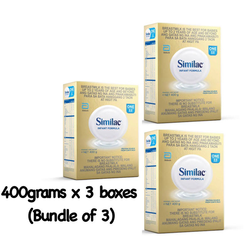 Similac 0 6 months 400g x 3 boxes = 1.2kg (New Packaging) Shopee