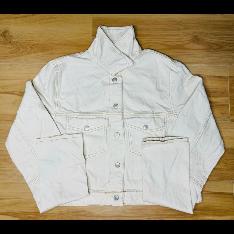 ZARA DENIM JACKET (CREAM) Shopee Philippines