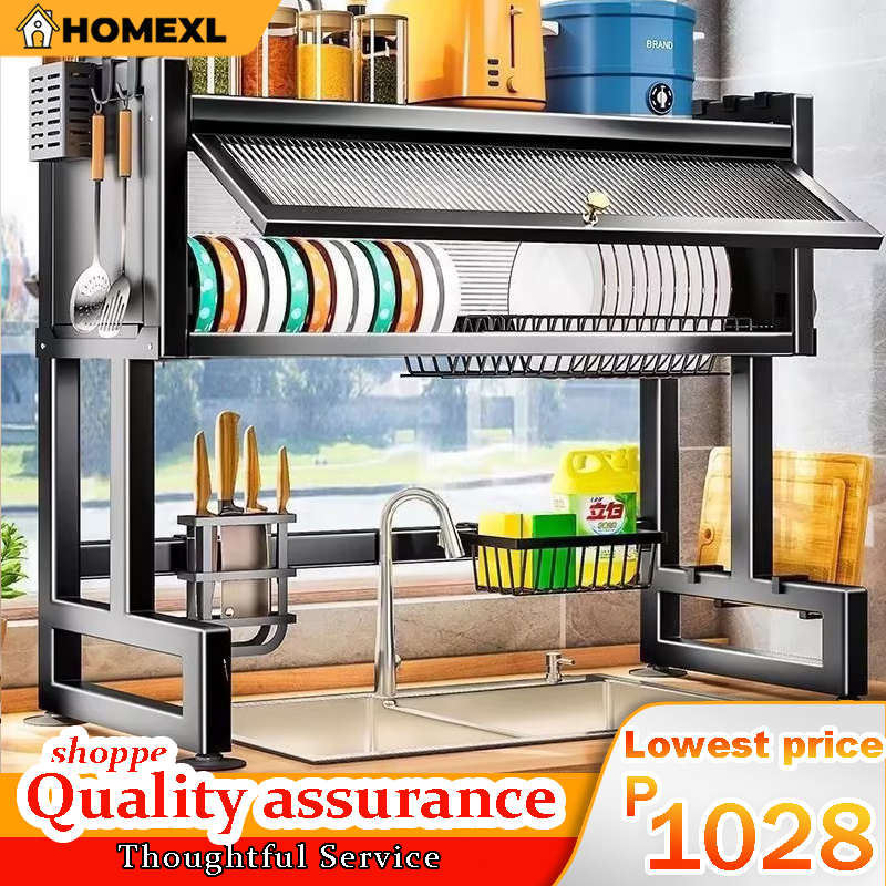 HOMEXL Kitchen drainage rack with storage cover, sideboard rack above ...