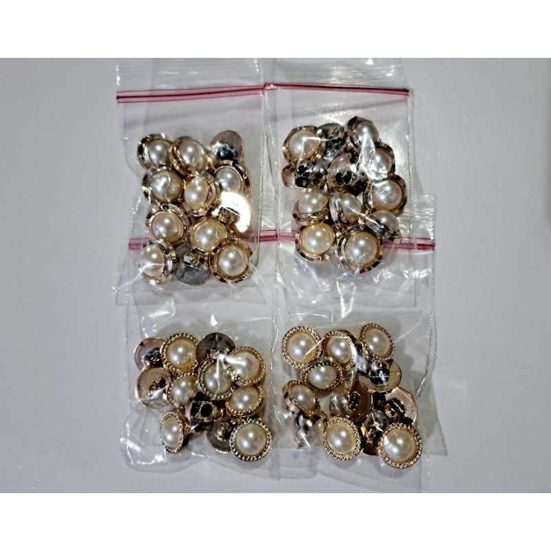 Faux Pearl Buttons in Golden Rim by dozen | Shopee Philippines