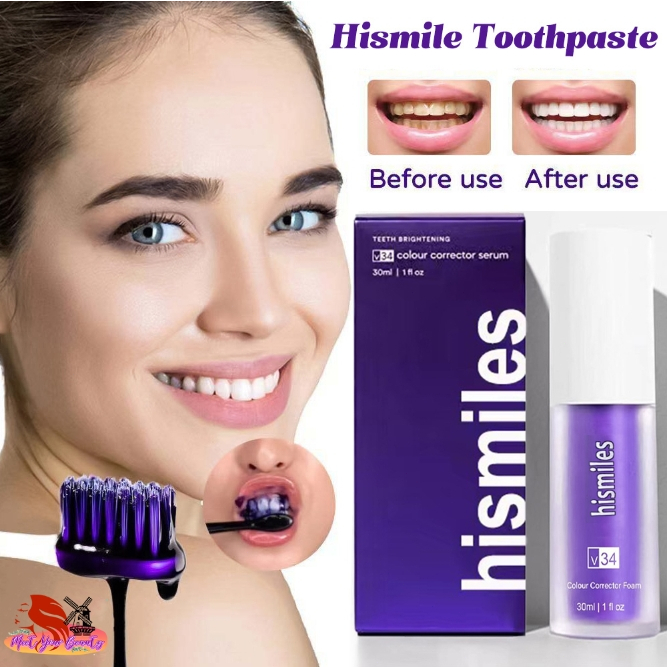 Hismile Toothpaste V34 Purple Teeth Whitening Toothpaste smileease highspeed teeth Shopee