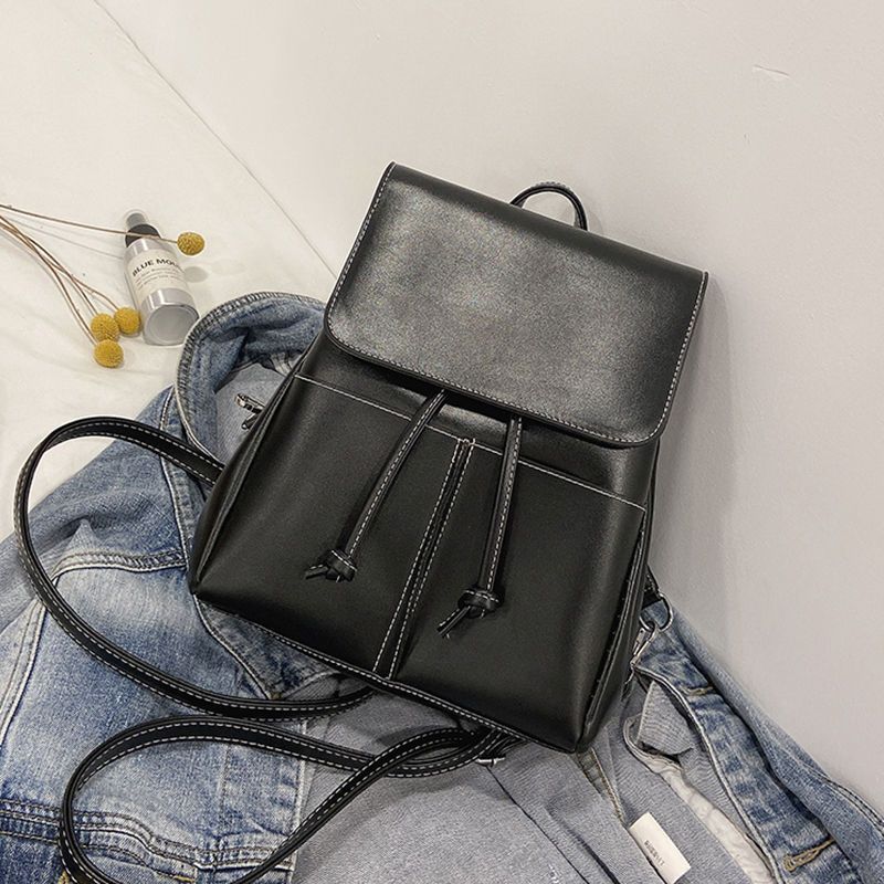 Korean Bagpack for Woman Leisure Black Versatile Travel Backpack Zipper ...