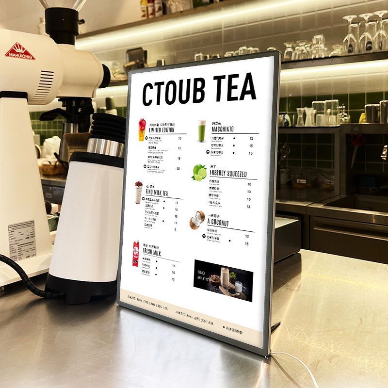 LED light box menu board restaurant led menu board display for milktea ...