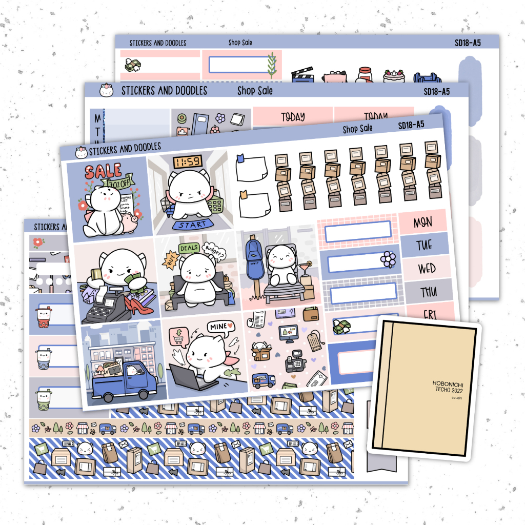 SD-18 A5 Weekly Shop Sale - Hobonichi Cousin Layout Planner Sticker Kit ...