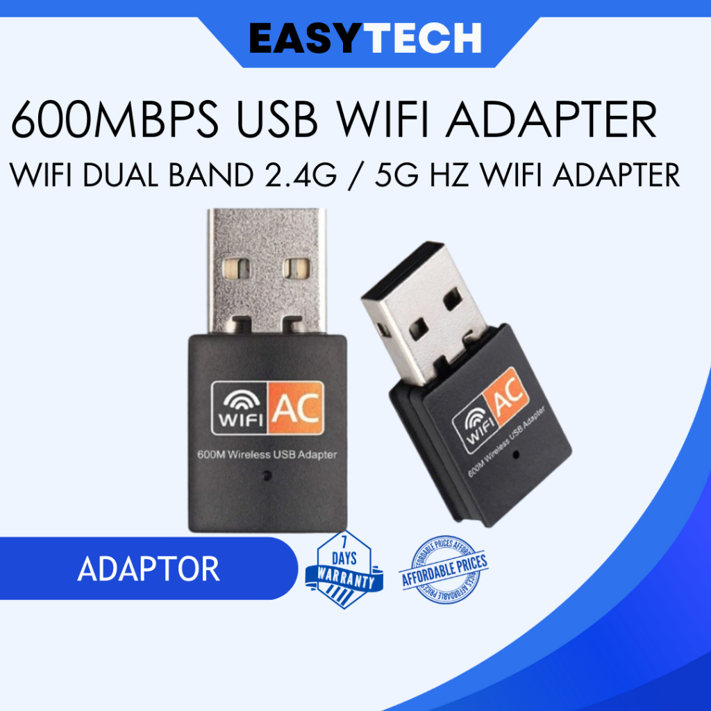 EASYTECH | 600Mbps USB Wireless Wifi Dongle Dual Band 2.4G/5G Hz Wifi ...