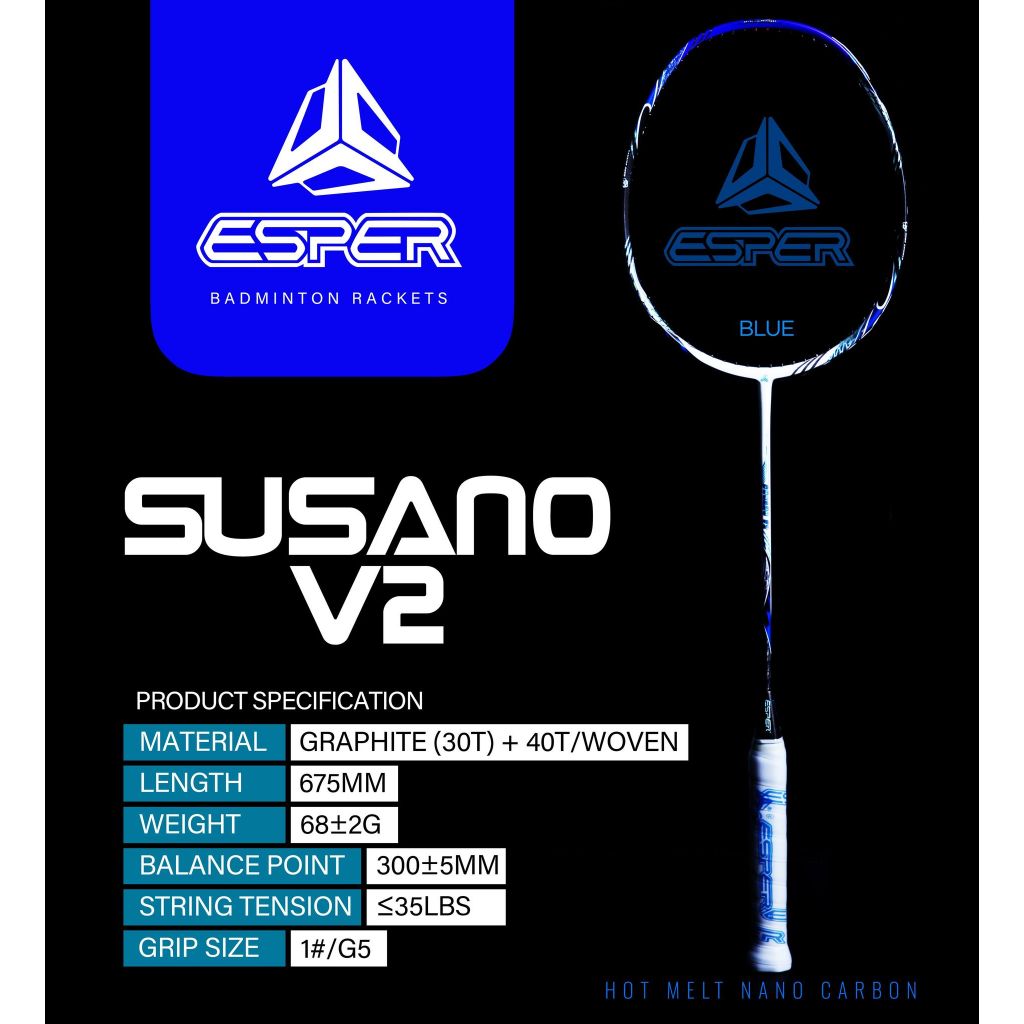 Susano V2 | Esper Badminton Racket | Hot Melt Nano Carbon | High ...