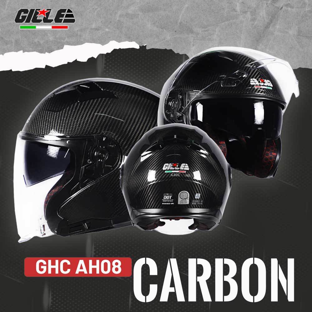 GILLE GHC AH08 Carbon Half Face Dual Visor Motorcycle Helmet Shopee