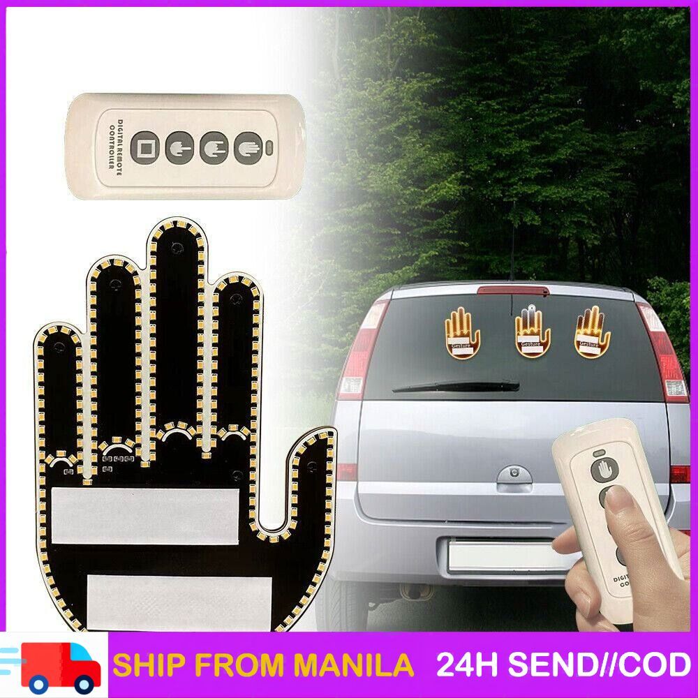 LED Car Middle Finger Light Remote Control Decorative Lights Sign Language  Lamp Middle Finger Sign