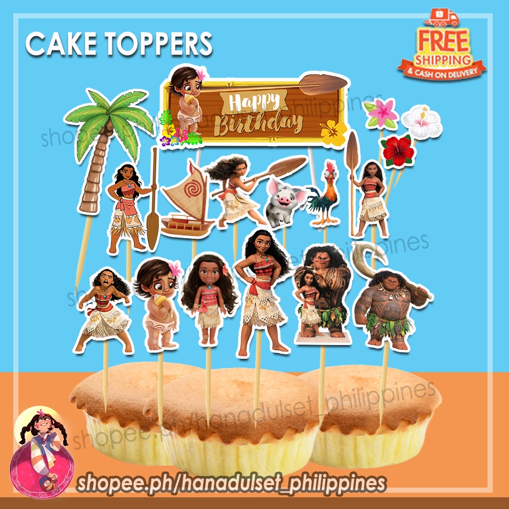 Moana Cake Pan Moana Cake Topper SET Happy Birthday Shopee Philippines for Free Printable Moana Cake Topper Printable