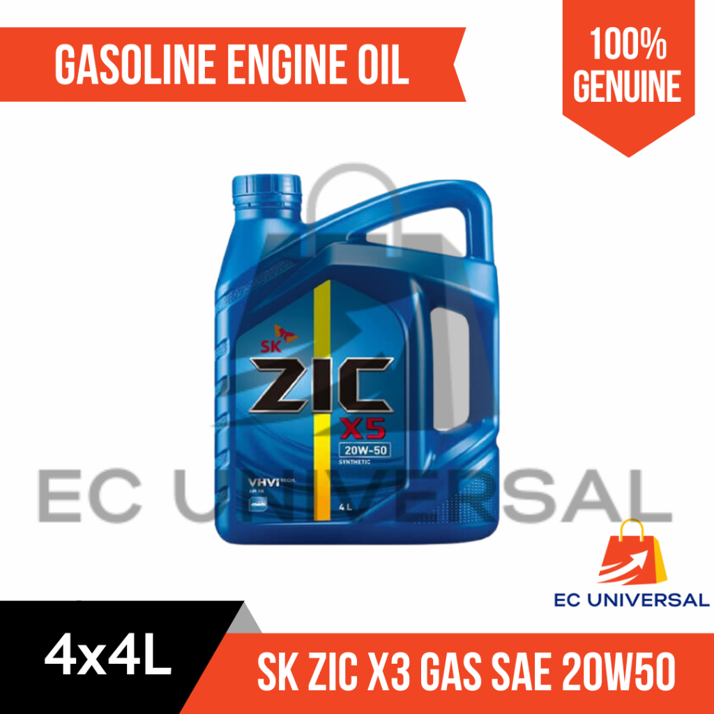 SK ZIC X3 GAS SAE 20W50 Gasoline Engine Oil (4x4L) Liters box | EC ...