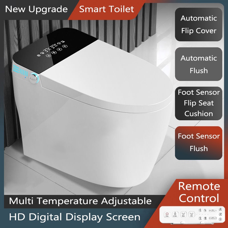 Smart Ceramic Toilet Bowl Set With Bidet Auto Sensing Electric High