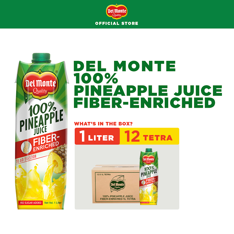 DEL MONTE 100 Pineapple Juice Fiberenriched to Aid Digestion and
