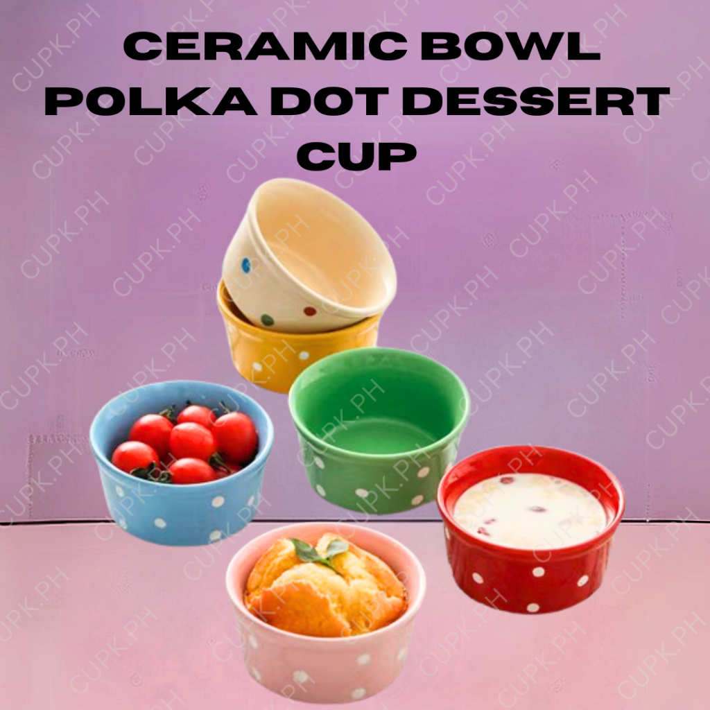 C90 Creative Ceramic Bowl Polka Dot Dessert Cup, Polka Dot Bowl Sauce