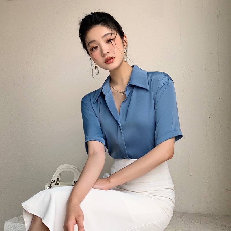 Suitable for 75kg 5 Colors blouse for women Korean fashion thin casual short sleeve top Shopee Philippines