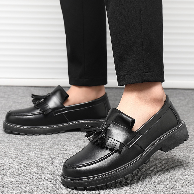 COD Korean Fashion Loafer For Men Black Formal Work Shoes Business British  Style Casual Leather Shoe