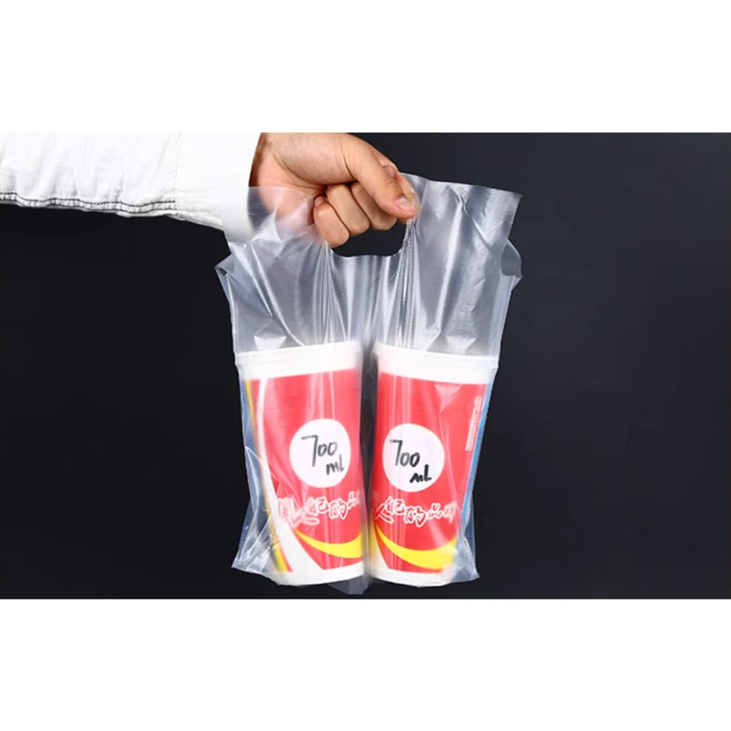 [100pcs] Take Out Plastic Bag Milk Tea Bag Single/Double Shopee