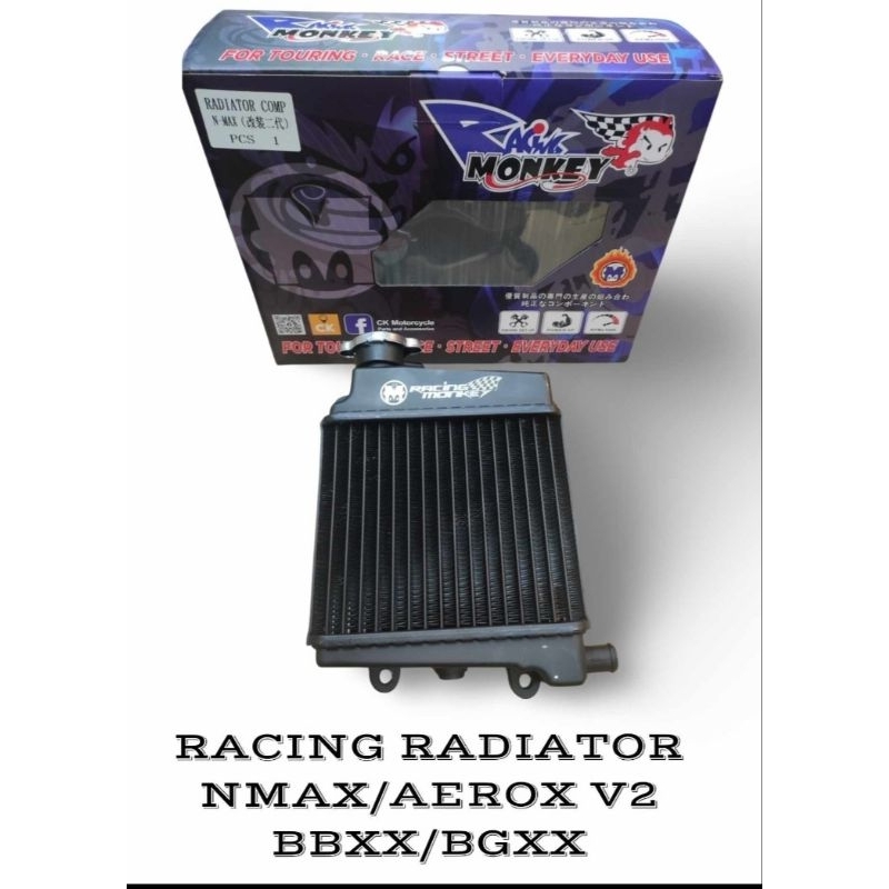 RACING MONKEY BIG RADIATOR ASSY 2 ROW FOR YAMAHA AEROX V2 / NMAX V2 ...