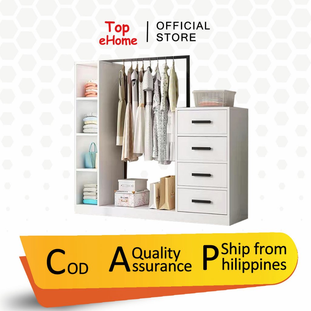 (COD)Wooden open wardrobe, storage with 4 drawers, largesized