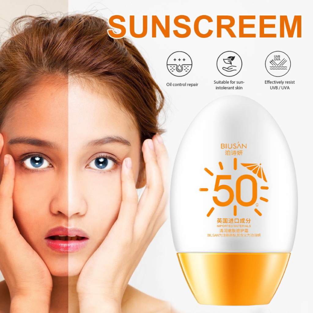 BIUSAN Whitening Sunscreen SPF50+ UV protection Refreshing 50g Shopee