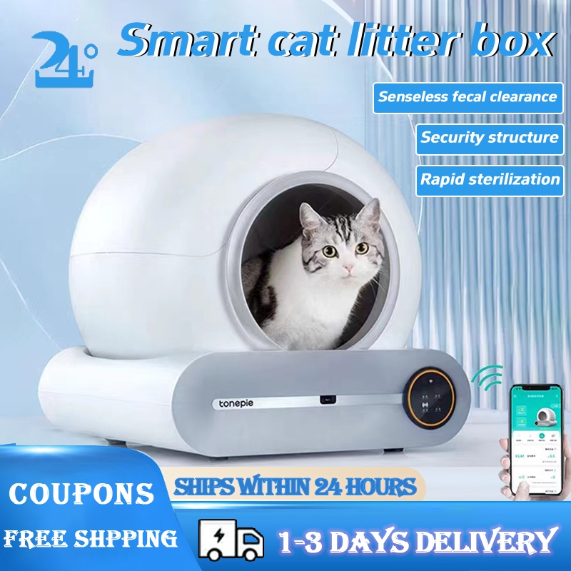 Electric Cat Litter Box Smart SemiEnclosed Litter Pan APP Remote