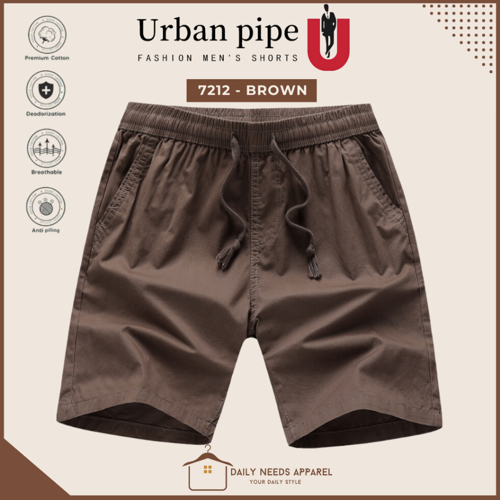 URBAN PIPE Plain Shorts For Men Knee Length 100 Cotton Drawstring Short 7212 Shopee Philippines