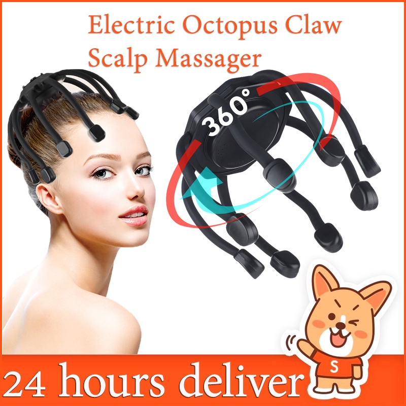 Electric Octopus Claw Scalp Massager Hands Free Therapeutic Head ...