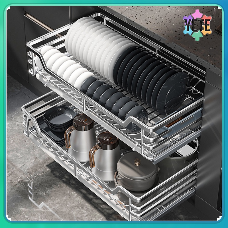 Pullout Basket Kitchen Stainless Multiple Inches Pull Out Dish