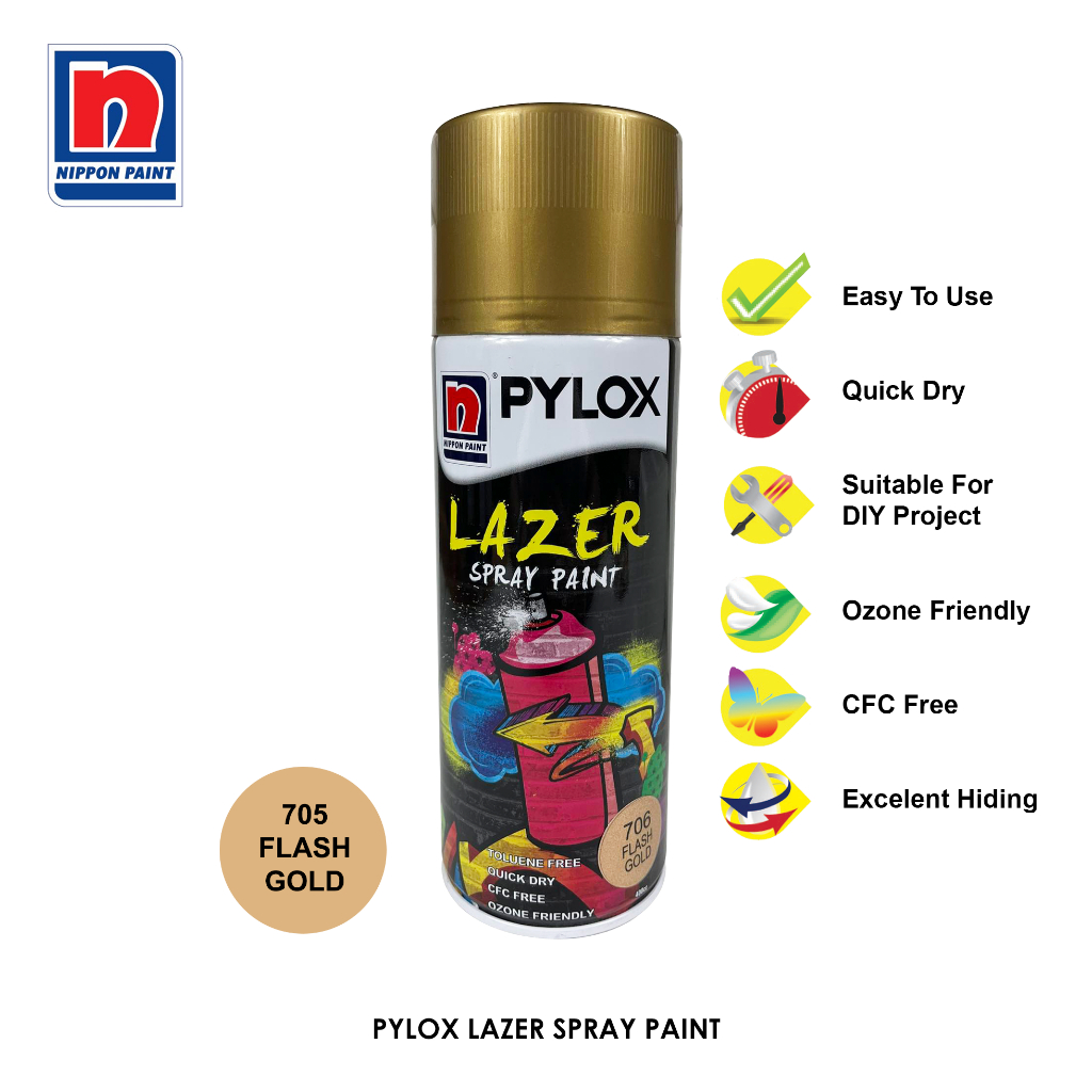 Pylox Lazer Spray Paint Flash Gold No.706 Nippon Shopee Philippines