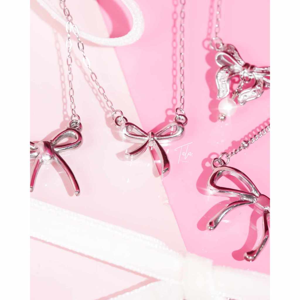TALA by Kyla Silver Ribbon Collection Necklace Stainless Steel