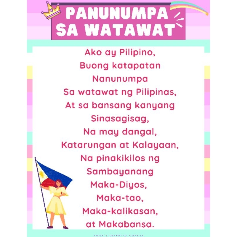 PANUNUMPA SA WATAWAT - Educational Laminated Wall Charts | Shopee ...