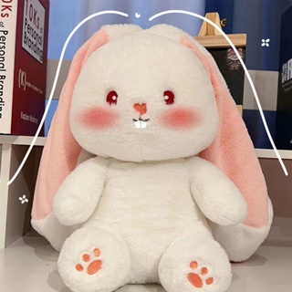 Creative Carrot & Strawberry Pack Turns Into Cute Long Ear Rabbit Plush Toys Carrot 35cm