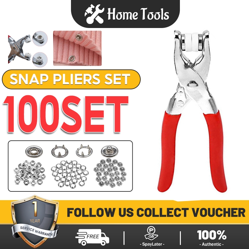 Plier Tool 100 Set Snap Pliers Set Automatic Grommet Eyelet Pliers FiveClaw Snap Button Plier