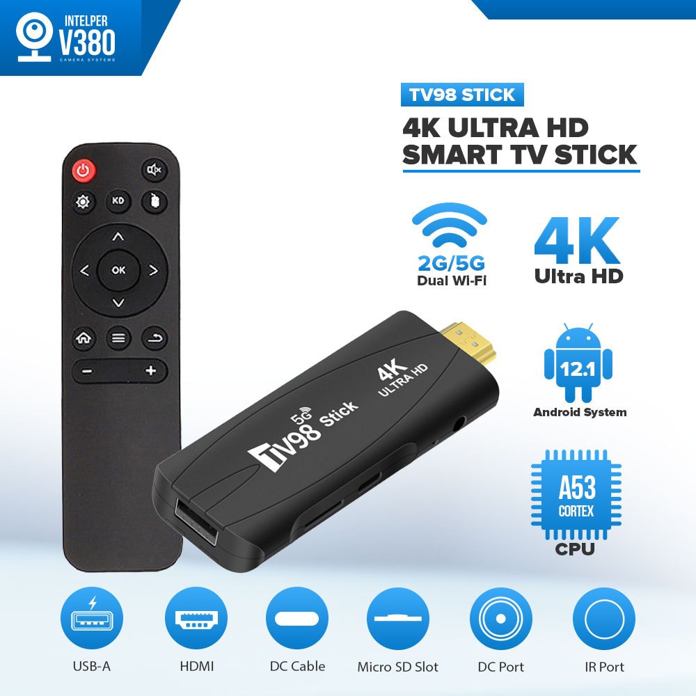 Intelper TV98 Stick 4K HD Smart TV Stick 2+16GB Android 12 2.4G & 5G ...