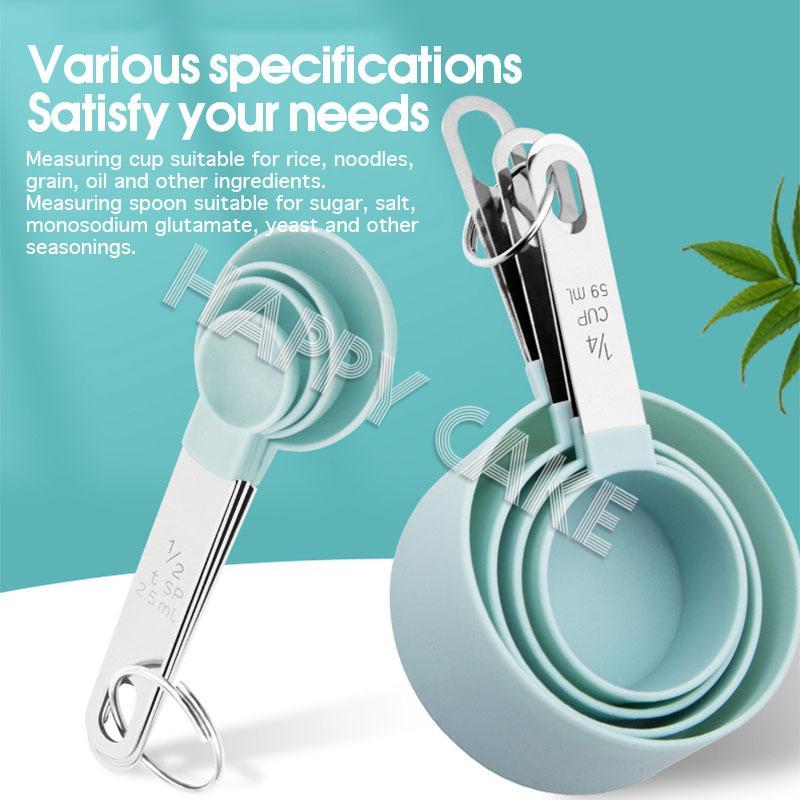 8PCS Stainless Steel Measuring Cups Kitchen Measuring Cup and Spoon Set ...